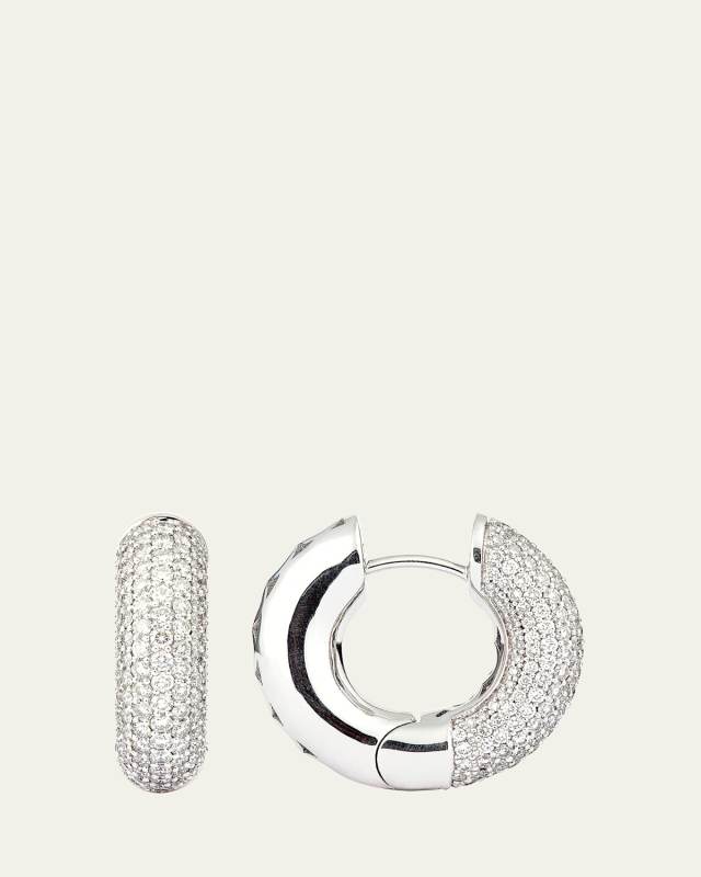 18K White Gold Fat Creole Earrings